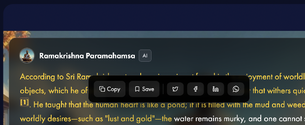 Text selection save and share menu